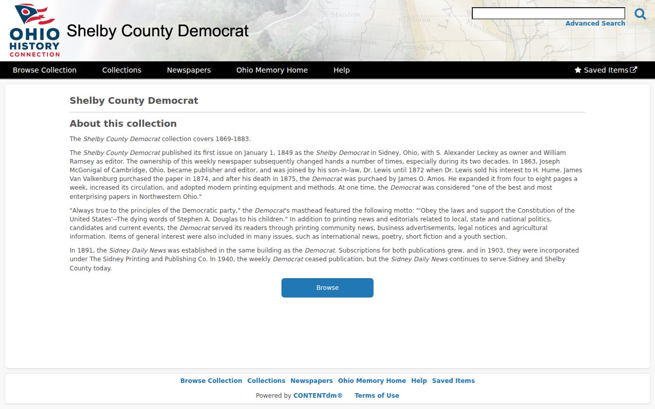 Sidney city directory research view of the Ohio Memory historic newspaper collection