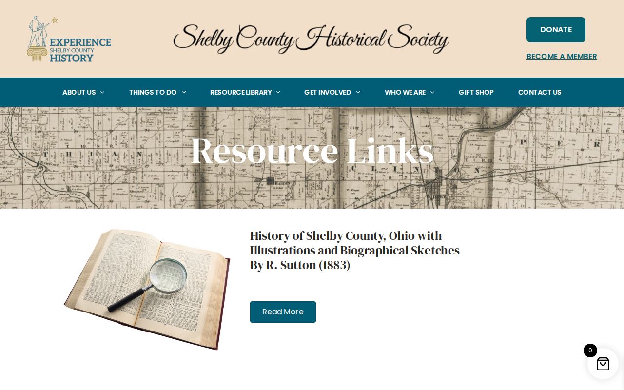 Sidney city directory research view of Shelby County Historical Society resource links