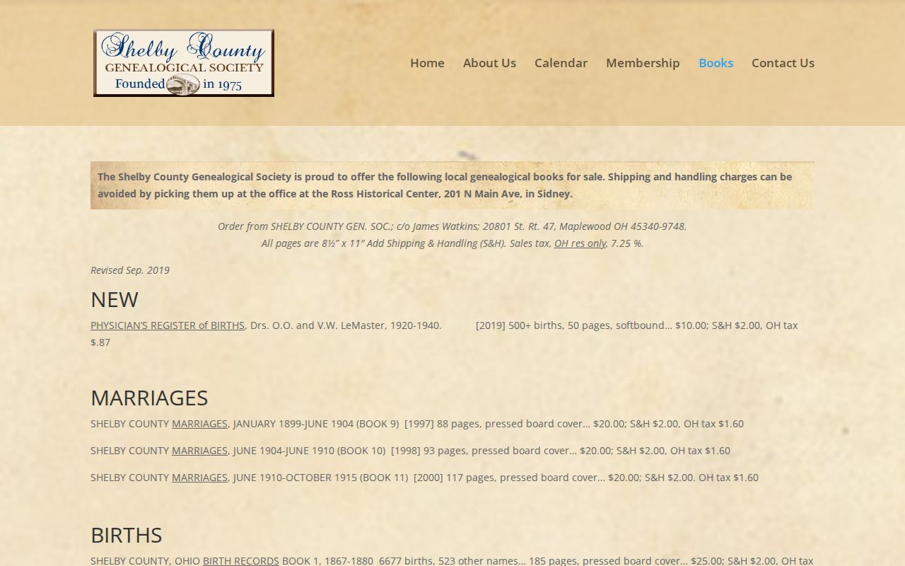 Sidney city directory research view of Shelby County Genealogical Society indexes