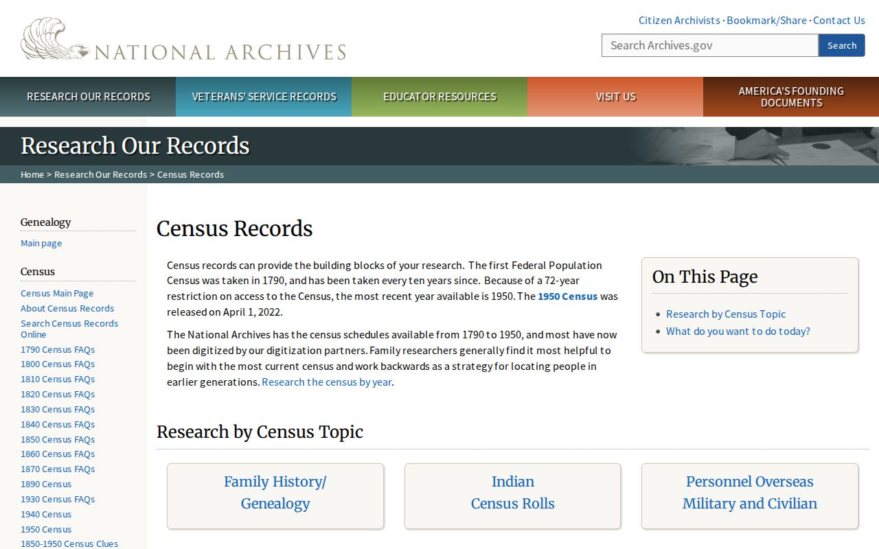Sidney previous residents National Archives census research