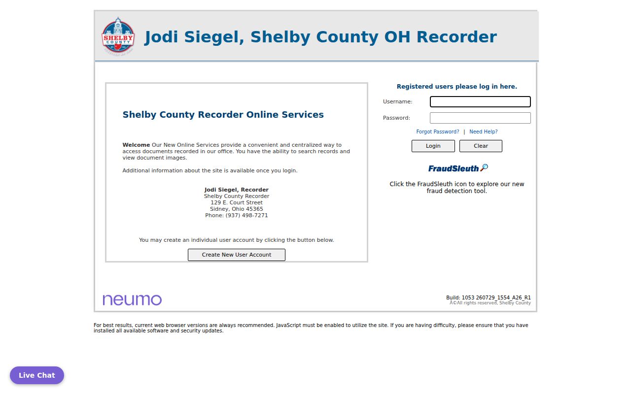 Sidney previous residents Shelby County recorded document index