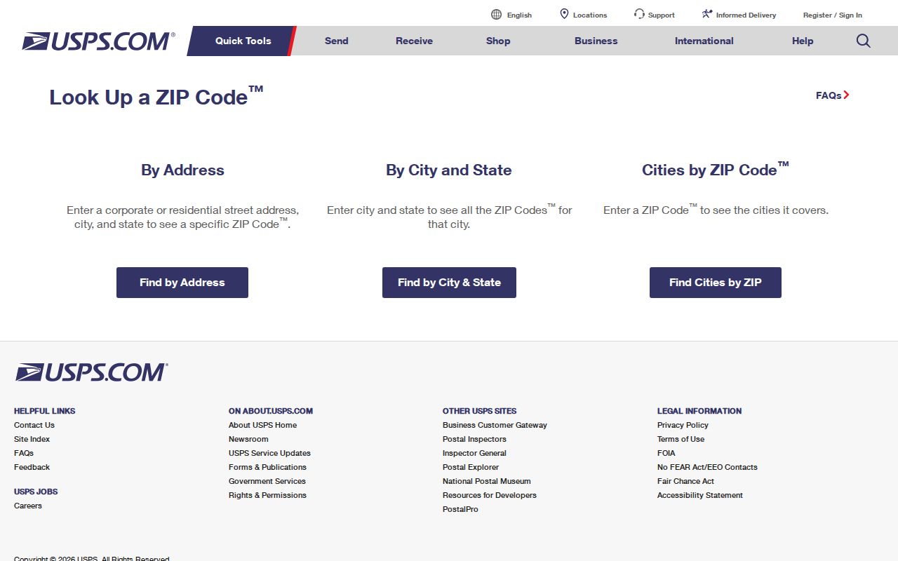 Sidney ZIP code directory USPS address and city-state lookup screen